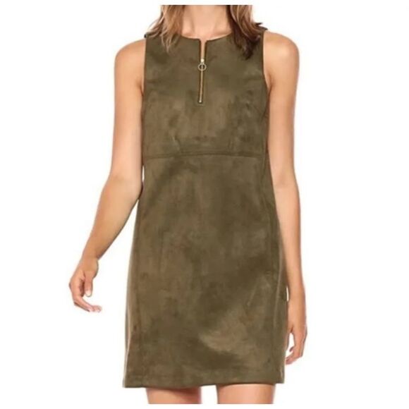 Adrianna Papell Faux Scuba Suede Sleeveless Shift Dress, 8 - Picture 1 of 9